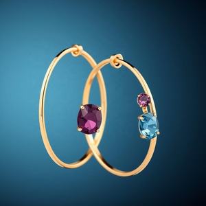 Fábrica de moda al por mayor 18kGold Plated Custom Zircon Desgisner Mujeres Joyería Pendiente de aro - Product Image 2