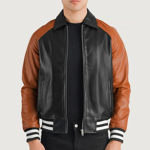 Chaqueta Bomber de Cuero Personalizada para Hombre, Acabado Premium, Impermeable, Ecológica, Estilo Urbano Moderno para Invierno, Venta al Por Mayor Global - Product Image 1