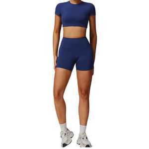 Custom Gym Fitness Long Sleeve Top <b>Yoga</b> Sports Bra Shorts <b>Pants</b> <b>Plus</b> <b>Size</b> Workout Clothing Sets for Women - Product Image 4