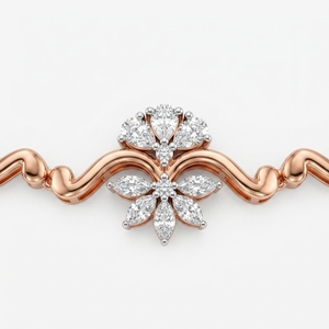 Luxury Pear Marquise & Round Diamond Necklace in 9K <b>Rose</b> Gold for Women - Product Image 2