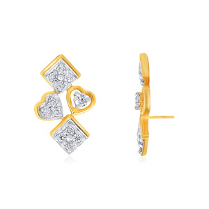 Pendientes de Diamantes Románticos con Corte Corazón, Chapados en Oro Amarillo, para Uso Diario, Color G - Product Image 3