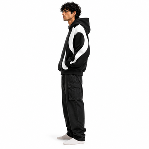 Ensemble cargo unisexe personnalisé 2026 – Sweat à capuche contrastant, pull à manches raglan, brodé, en molleton décontracté 100 % polaire - Product Image 3