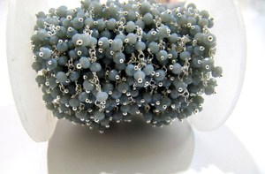 Grey Moonstone Hydro Quartz Dangling Cluster Beaded Rondelle Faceted <b>Rosary</b> Chain - Product Image 3