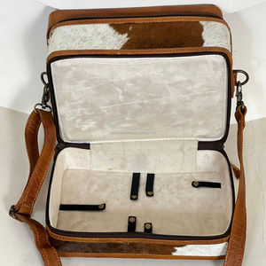 Nouveau gros usiné à la main en cuir de vache Double Decker étuis à bijoux pour femmes bandoulière sangle voyage bijoux stockage organisateur boîte - Product Image 6