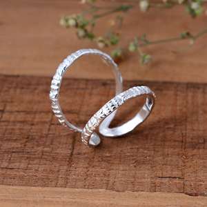 SHYAM JEWELRS Luxury Unisex 925 Sterling Silver Crossover Pattern Splint <b>Ring</b> <b>Adjustable</b> Arthritis Joint Support - Product Image 2