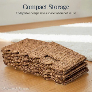 Durable Eco-Friendly Lightweight Organizer for Every Living Space Compact <b>Foldable</b> Water Hyacinth Storage <b>Basket</b> Set - Product Image 4