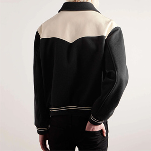 Veste de baseball homme personnalisable en cuir de mouton, coupe ajustée, col montant, imperméable, écologique, grandes tailles - Product Image 2