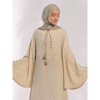 Abaya élégante et stylée pour femmes, en polyethersulfone soyeux respirant, manches longues, robe musulmane légère, designs personnalisés