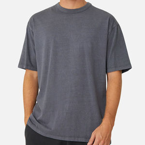 T-shirt à manches courtes gris foncé pour homme, 100% coton, col rond, coupe classique, jersey décontracté, couleur unie, design simple - Product Image 1