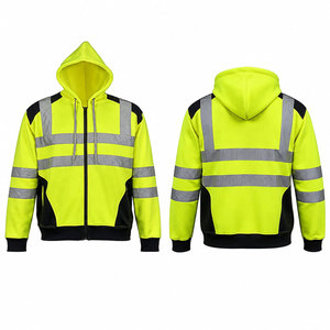 Sudadera con Capucha Reflectante LED Personalizada de Alta Visibilidad para Trabajo, Impermeable, de Forro Polar 100% Poliéster, Color Verde Construcción - Product Image 1