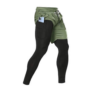 Pantalones de running 2 en 1 para hombre, pantalones de compresión para entrenamiento en el gimnasio, leggings deportivos para hombre con estilo único - Product Image 2