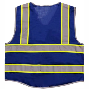 Gilet de sécurité réfléchissant bleu pour homme avec plusieurs poches, respirant, fermeture éclair, pour le travail en extérieur et usage quotidien - Product Image 3
