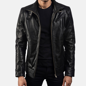 Service OEM, nouvelle arrivée, veste d'hiver de haute qualité, cuir véritable, col montant, toile imperméable, veste en cuir écologique pour homme - Product Image 6