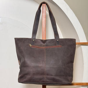 Sac fourre-tout de luxe fait à la main en cuir de vachette véritable poignées durables grande capacité élégant sac à main à bandoulière pour les femmes - Product Image 4