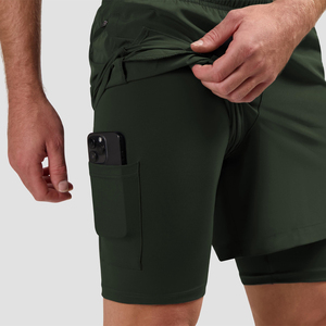 Pantalones Cortos Deportivos para Hombre, de Color Sólido, Secado Rápido, Cintura Elástica, Estilo Casual, Corte Medio, 100% Poliéster, Tejido de Punto - Product Image 5