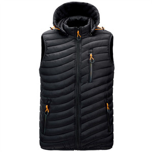 Chaqueta Acolchada sin Mangas con Capucha Blanca para Hombre, de Lona Ecológica, Impermeable, Resistente al Viento, de Poliéster, Estilo Minimalista para Invierno - Product Image 2