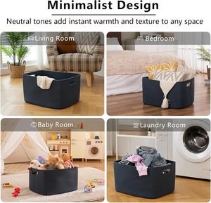 75L Eco-Friendly Modern Woven Cotton Rope <b>Storage</b> Basket 22x17x12 for <b>Drink</b>/Food Use in Living Room Bedroom Nursery - Product Image 5