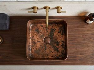 Lavabo carré en cuivre artisanal, lavabo de salle de bain en cuivre vieilli de luxe, lavabo en cuivre rustique fait à la main, lavabo décoratif en cuivre - Product Image 5