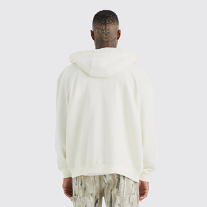 Nouveau sweat-shirt à capuche surdimensionné pour homme, fermeture éclair, logo flamme crème, streetwear, coton, molleton français, coupe classique, vêtements d'automne - Product Image 5