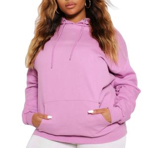 Venta al por mayor de las mujeres de gran tamaño 100% de algodón pulóver con capucha sudadera de punto largo sólido 3D liso hombro para gimnasio logotipo frontal - Product Image 3