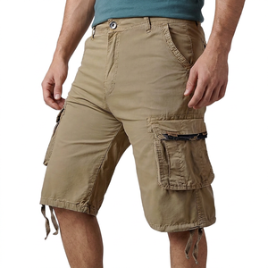 Men's Shorts Solid Canvas Breathable Mid Waist Button Fly Casual Shorts with Pockets - Product Image 5