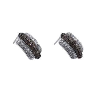 1.26 Cttw White & Brown Diamond Stud <b>Earrings</b> 925 Sterling Silver, Round Cut Natural Diamond <b>Earrings</b> for Women, Push <b>Back</b> - Product Image 3
