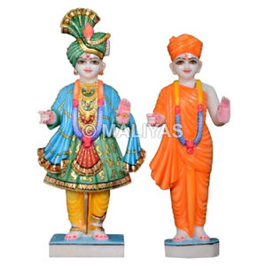 Compre una estatua de mármol de Swaminarayan y Gunatitanand Swami |   Conjunto de Murti Akshar Purushottam - Product Image 1