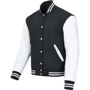 Chaqueta Varsity Personalizada OEM para Hombre, Manga Larga, Lona, Cierre Completo con Broches, Estilo Urbano, Parches Bordados Disponibles en Varios Colores - Product Image 4