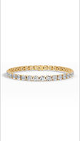 Pulsera de tenis con 10 diamantes cultivados en laboratorio, plata de ley 925 chapada en oro, 3.9mm alargados, cuatro puntas, VVS1-VVS2, certificado IGI