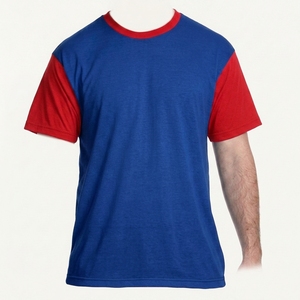 Camiseta de manga corta para hombre, color marrón y caqui, con bloques de color, cuello redondo, corte regular, diseño casual de punto sólido con ribete en contraste. - Product Image 4