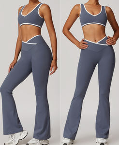 Conjunto Deportivo de 4 Piezas para Mujer, Sujetador Deportivo, Pantalones de Cintura Alta con Efecto Levanta Glúteos, Ropa Deportiva para Gimnasio, Fitness, Entrenamiento, Yoga, Estampado/Color Sólido, Secado Rápido - Product Image 6