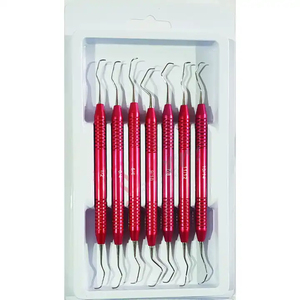 Ensemble de curettes chirurgicales dentaires Gracey 7 1/2-13/14 en acier inoxydable anodisé rose, détartreur manuel BBI-567 certifié CE Classe I - Product Image 5