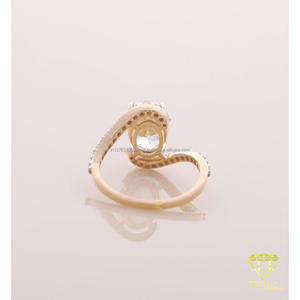 Anillo de Compromiso con Diamante Ovalado Amarillo Cultivado en Laboratorio, Banda Trenzada con Pavé, Oro Blanco, Anillo de Promesa de Boda para Mujer - Product Image 3