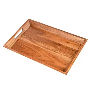 Nuevas Bandejas de Madera Biodegradables con Acabado No Tóxico, Hechas a Mano con Madera de Acacia y Mango, Ecológicas, Duraderas, para Servir Alimentos y Pasteles, Modernas - Product Image 5