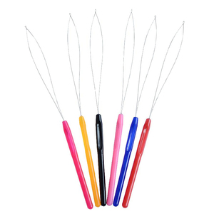 Factory Custom Logo Hair Extension Loop <b>Needle</b> Wire Pulling Hook Tool For Micro Ring <b>Bead</b> Extension Salon Accessories - Product Image 1