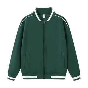 Blouson bomber décontracté unisexe violet personnalisé avec fermeture éclair intégrale et bordure côtelée rayée - Product Image 5