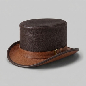 Chapeaux Bob en Cuir Pleine Fleur Véritable Personnalisables avec Logo OEM pour Hommes et Femmes, Style Vintage Steampunk, Vente en Gros - Product Image 3