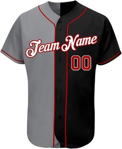 Camiseta de Béisbol Personalizada para Hombre, Manga Corta, Negra, Gris, Roja, con Estampado Sublimado, Nombre del Equipo 00, Poliéster Transpirable, Corte Regular - Product Image 2