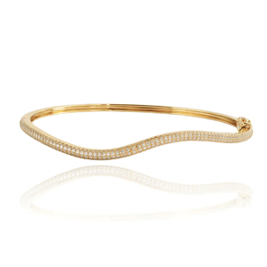 Brazalete clásico chapado en oro de 18 quilates con diamantes de talla brillante redonda en engaste de canal para regalo de joyería de moda para mujer - Product Image 1