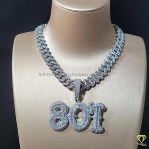 จี้เพชรเลี้ยงในห้องปฏิบัติการสุดหรู รุ่น "801" สร้อยคอเงิน เครื่องประดับฮิปฮอป ขายส่ง - Product Image 1