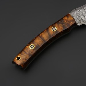 Cuchillo de Hoja Fija de Acero de Damasco, Espiga Completa, para Caza y Desollado, OEM, Industrial, para Camping y Exteriores, con Funda - Product Image 2