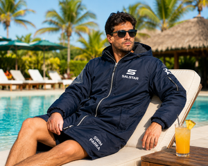 Parka à capuche bleue pour homme SALSTAR, manches longues, doublure polaire, fermeture éclair, vêtement d'extérieur décontracté, parka de bain - Product Image 6