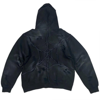 Sudadera con capucha y cremallera Y2K Spider para hombre |   Sudadera de Otoño Personalizada con Estampado y Bordado, Forrada, de Spandex/Algodón |   Forro Polar Grueso