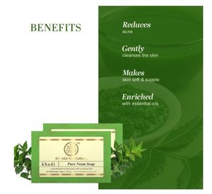 Savon au Neem Pur Naturel Khadi, 125g, Savon de Bain Herbal pour l'Acné, Savon Naturel aux Huiles Essentielles - Product Image 3