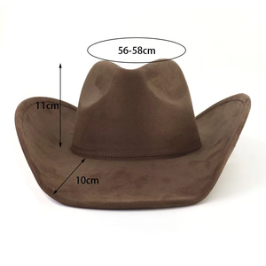 <b>Black</b> Wool <b>Cowboy</b> <b>Hat</b> Unisex Casual Four Seasons Adult 58-60CM - Product Image 5