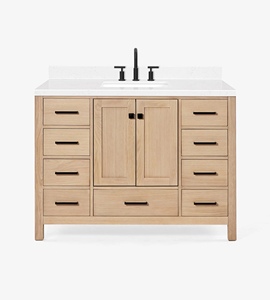Gabinete de Baño Abigail de 48 Pulgadas de Marca Privada, Solo Gabinete con Lavabo Individual, 7 Opciones de Acabado, Venta al por Mayor, Fábrica en Vietnam - Product Image 1