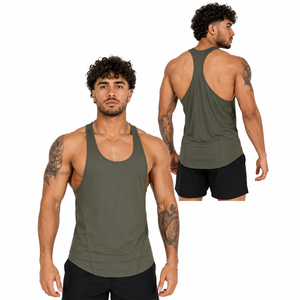 Custom Mens Stringer Tank Top Gym Workout Bodybuilding Racerback Sleeveless Fitness Vest Athletic Training <b>Singlet</b> - Product Image 3