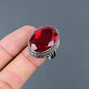 Handmade Mozambique Garnet Ring Vintage 925 Sterling Silver Statement Jewelry Luxury Natural Gemstone <b>Gift</b> <b>For</b> <b>Her</b> - Product Image 6