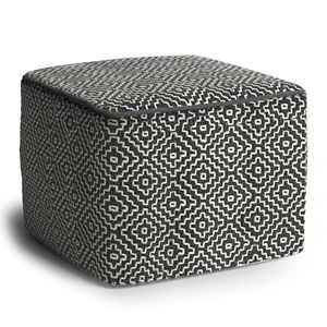 Briella Square Woven Indoor/Outdoor <b>Pouf</b> in Grey/White Stylish and Comfortable - Product Image 1