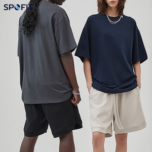 T-shirt en coton blanc surdimensionné à col rond et manches courtes pour homme, style streetwear décontracté, tricot jersey, couleur unie, design épuré - Product Image 6